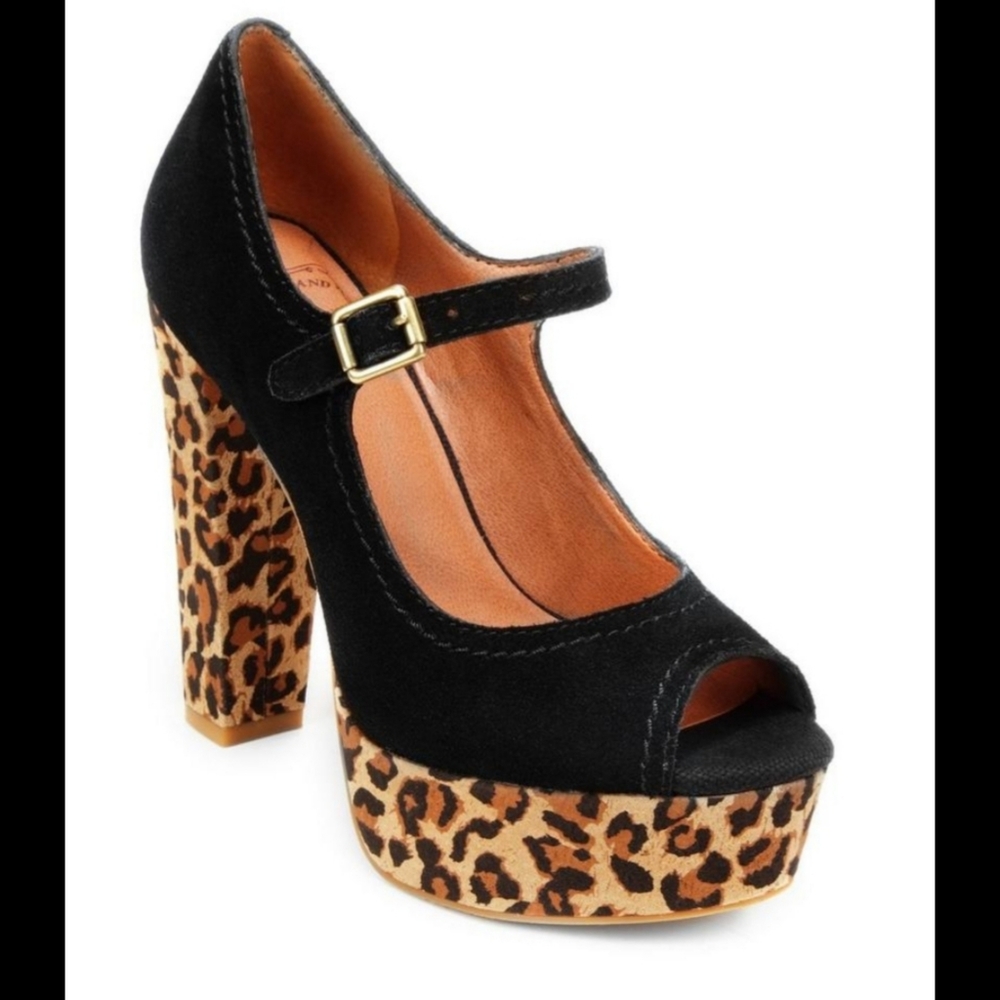 Lucky Brand Leopard & Black Heels Size 9